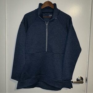 L.L. Bean Quilted Half Zip Pullover Sweatshirt Navy Blue Women’s Large Cozy